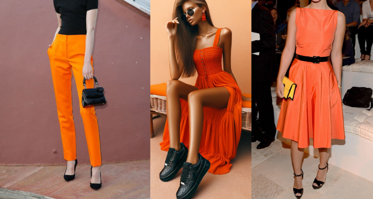 what color shoes with orange dress 