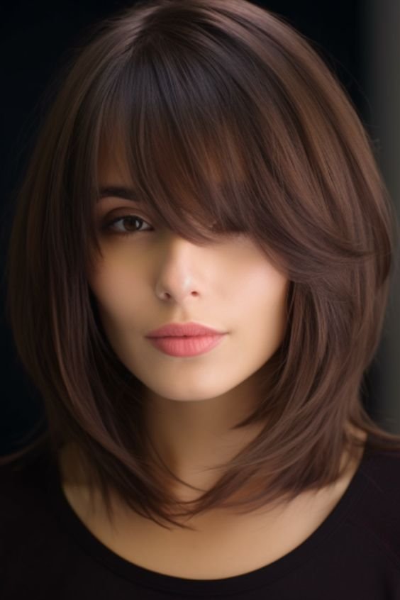 short butterfly haircut with bangs  