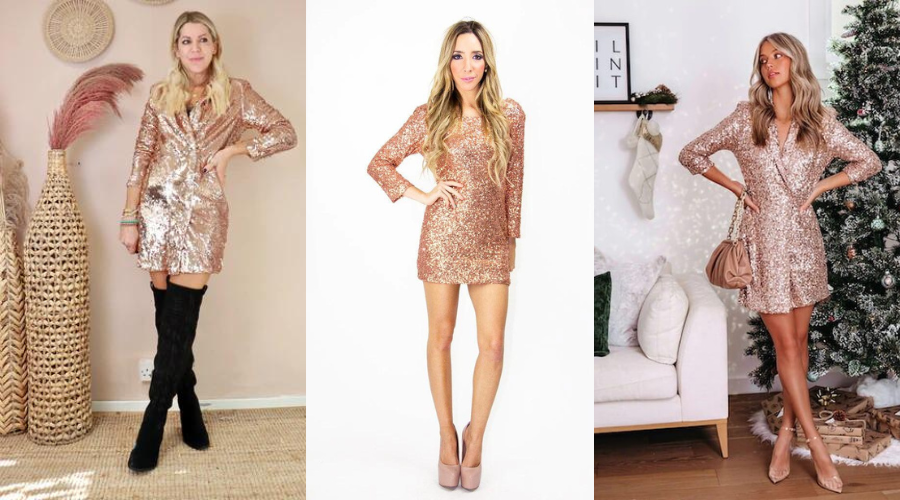 what shoes to wear with rose gold sequin dress 