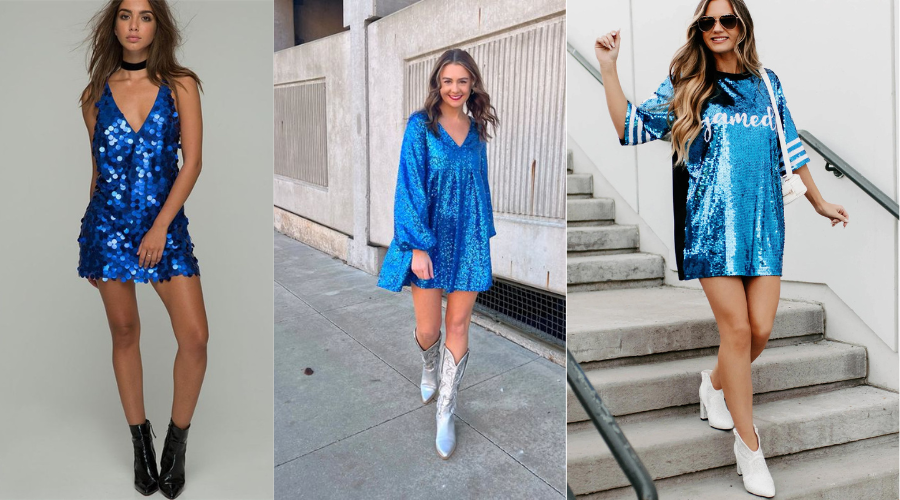 what shoes to wear with a blue sequin dress