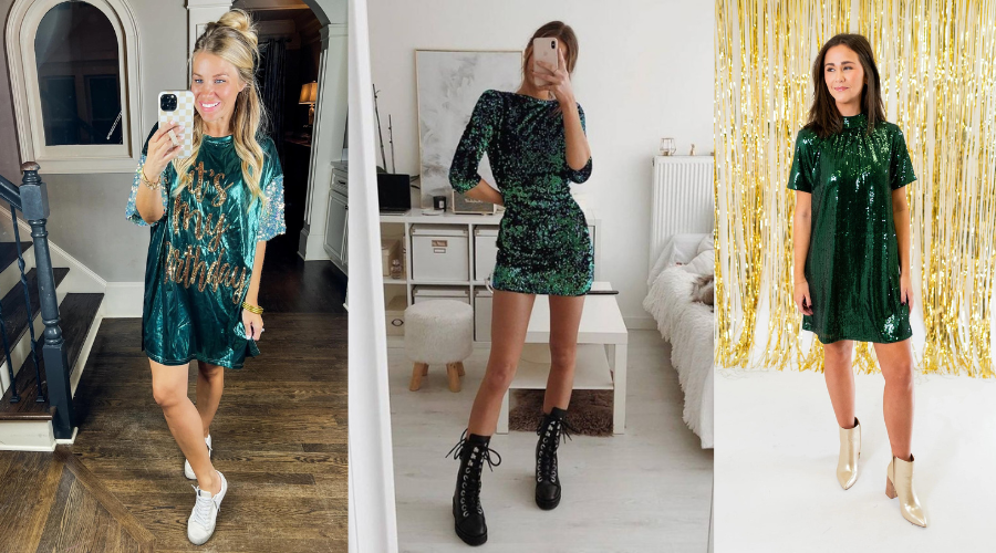 what shoes to wear with green sequin dress